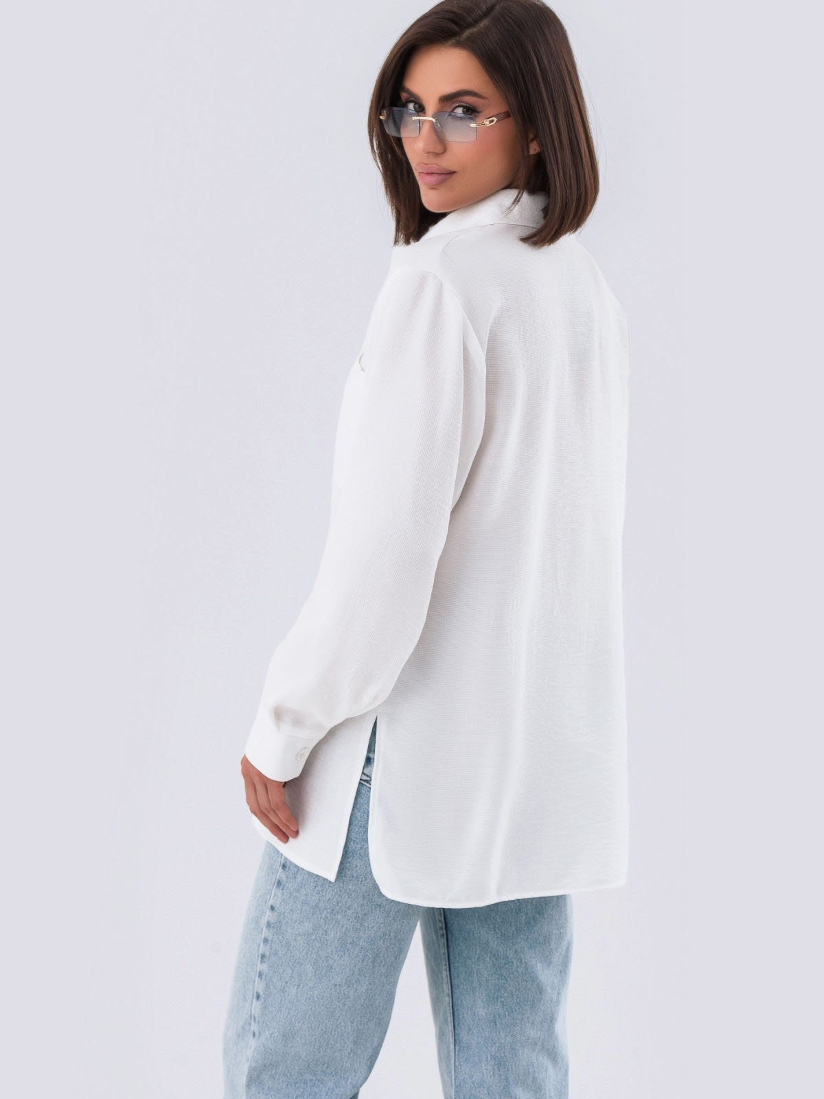 Подовжена сорочка вільного крою біла | 79993 Подовжена сорочка вільного крою біла | 79993