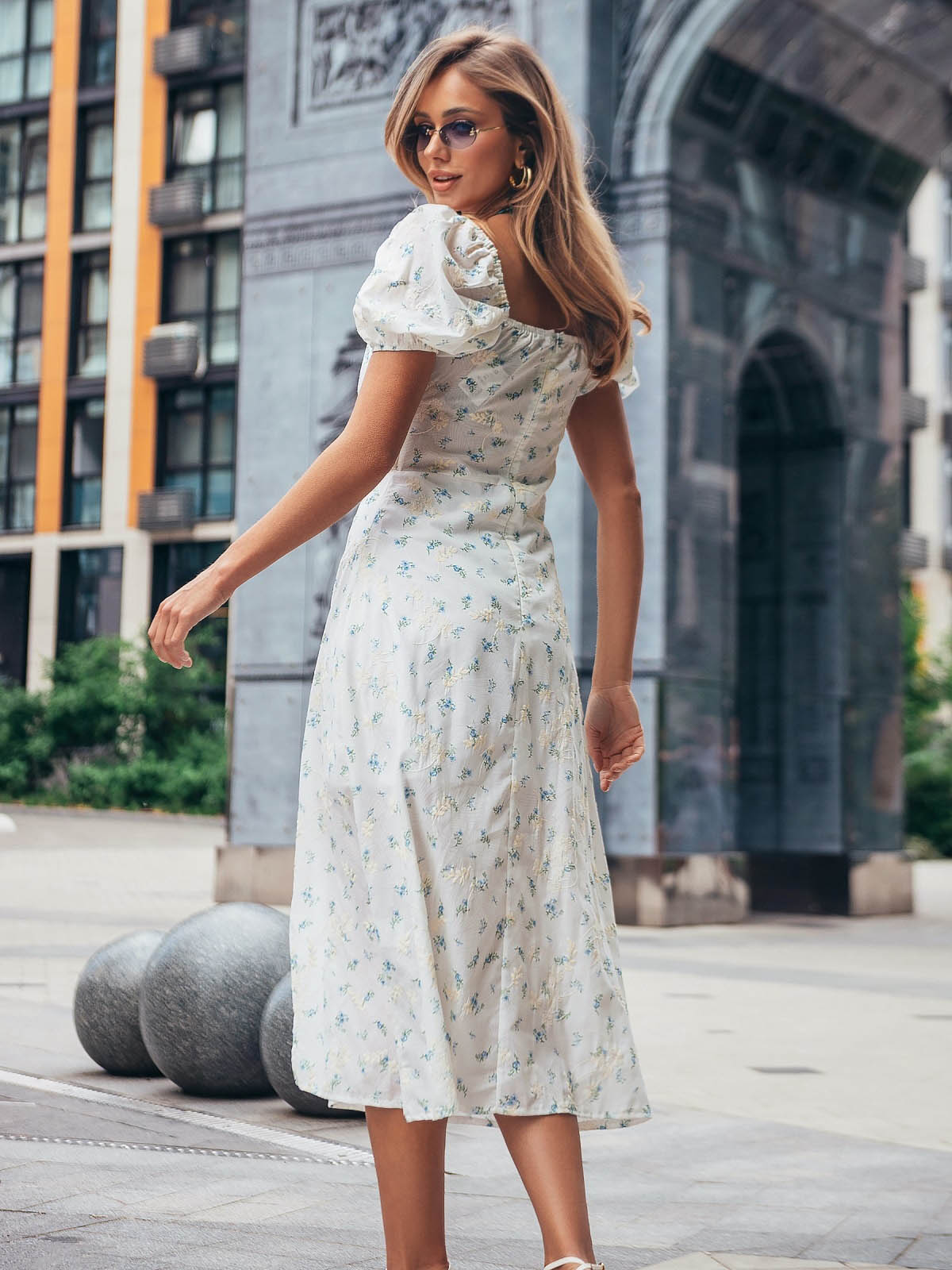 Літня принтована сукня з бавовни біла | 81119 Літня принтована сукня з бавовни біла | 81119