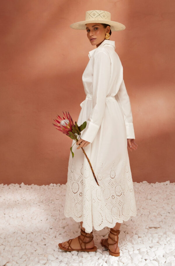 Літня сукня-сорочка біла з перфорацією | 80447