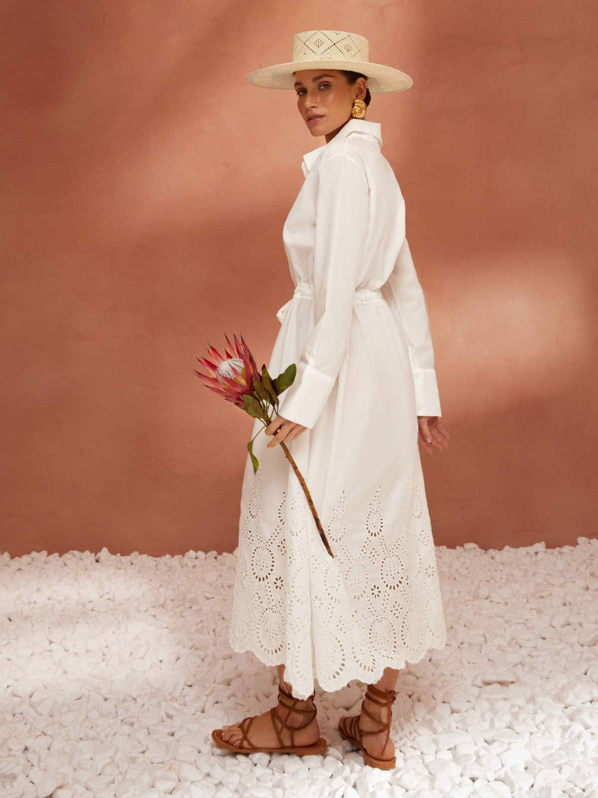 Літня сукня-сорочка біла з перфорацією | 80447 Літня сукня-сорочка біла з перфорацією | 80447