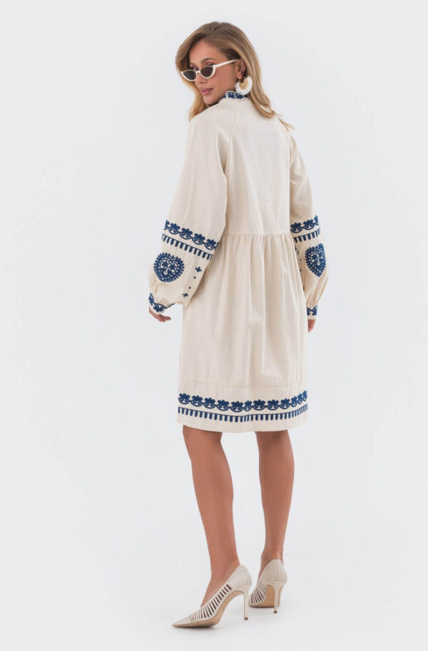 Сукня-вишиванка бежева вільного крою | 80931