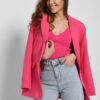 Подовжений жіночий піджак яскраво-рожевий | 79817 Подовжений жіночий піджак яскраво-рожевий | 79817