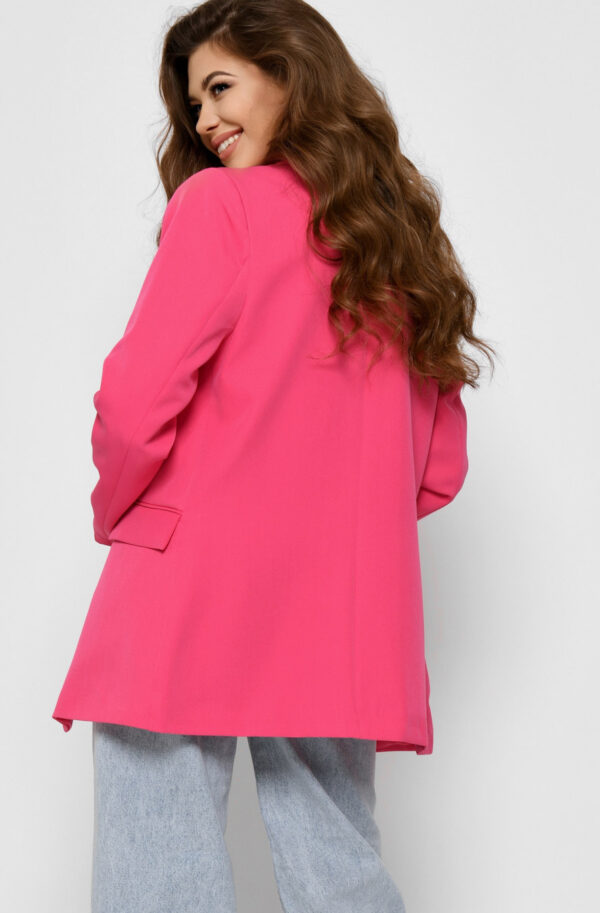 Подовжений жіночий піджак яскраво-рожевий | 79817
