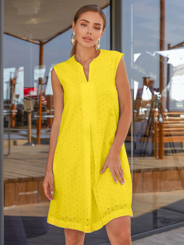 Жовте плаття-трапеція із прошви | 81270