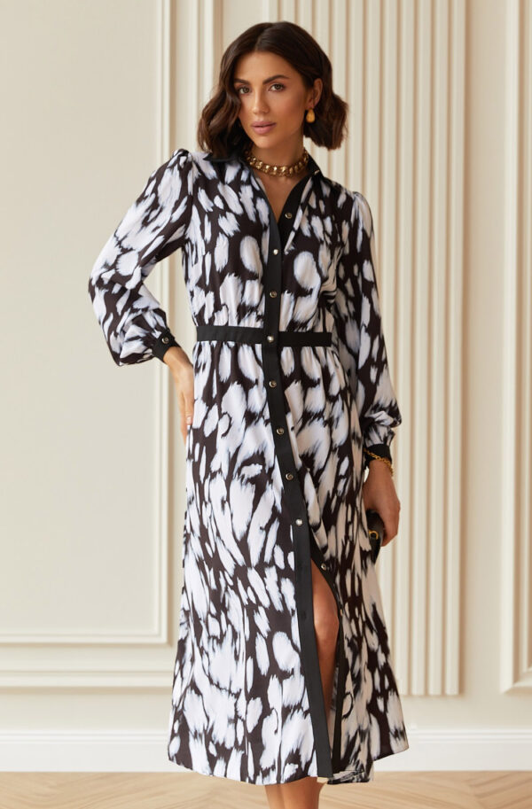 Сукня А-силуету в чорно-білий принт | 82164