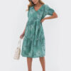 Льняне плаття оверсайз зелене в принт | 81524 Льняне плаття оверсайз зелене в принт | 81524