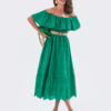 Сукня з прошви зелена з відкритими плечима | 82043