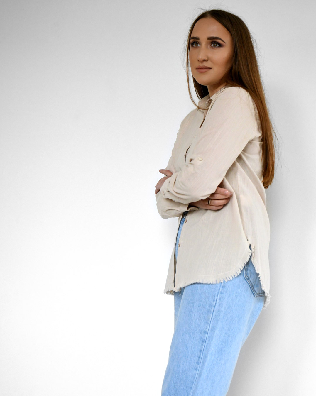 Жіноча бавовняна сорочка бежева | 81414 Жіноча бавовняна сорочка бежева | 81414