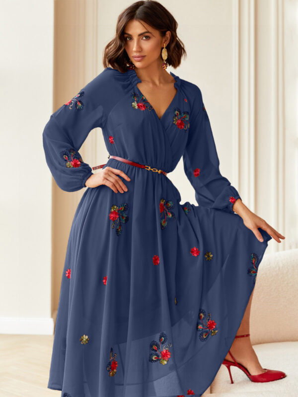Шифонова сукня з вишивкою синя | 82155