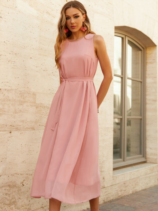 Літня шифонова сукня рожева без рукавів | 81908