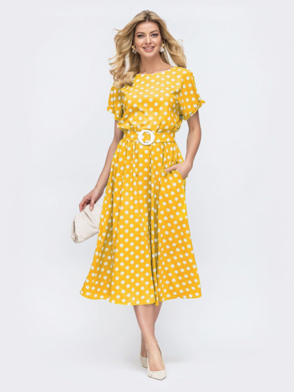 Літнє повсякденне плаття жовте в горох | 81310