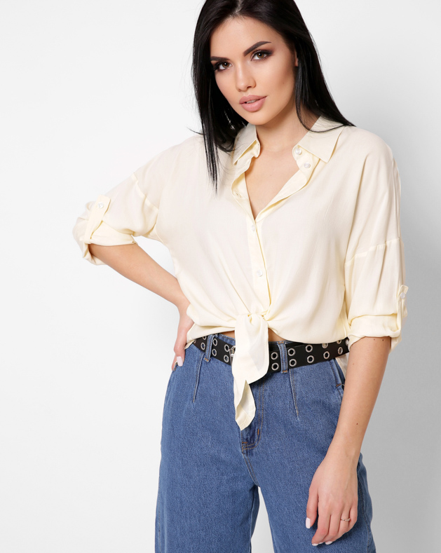 Стильна сорочка оверсайз світло-жовта | 81367 Стильна сорочка оверсайз світло-жовта | 81367