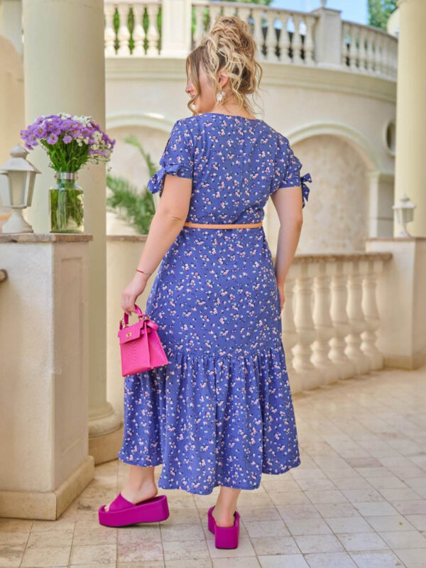 Літня сукня синя в квітковий принт Plus Size | 81890