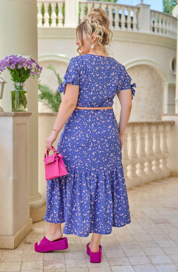 Літня сукня синя в квітковий принт Plus Size | 81890