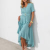 Лляна сукня бірюзова з асиметричним низом | 81437 Лляна сукня бірюзова з асиметричним низом | 81437