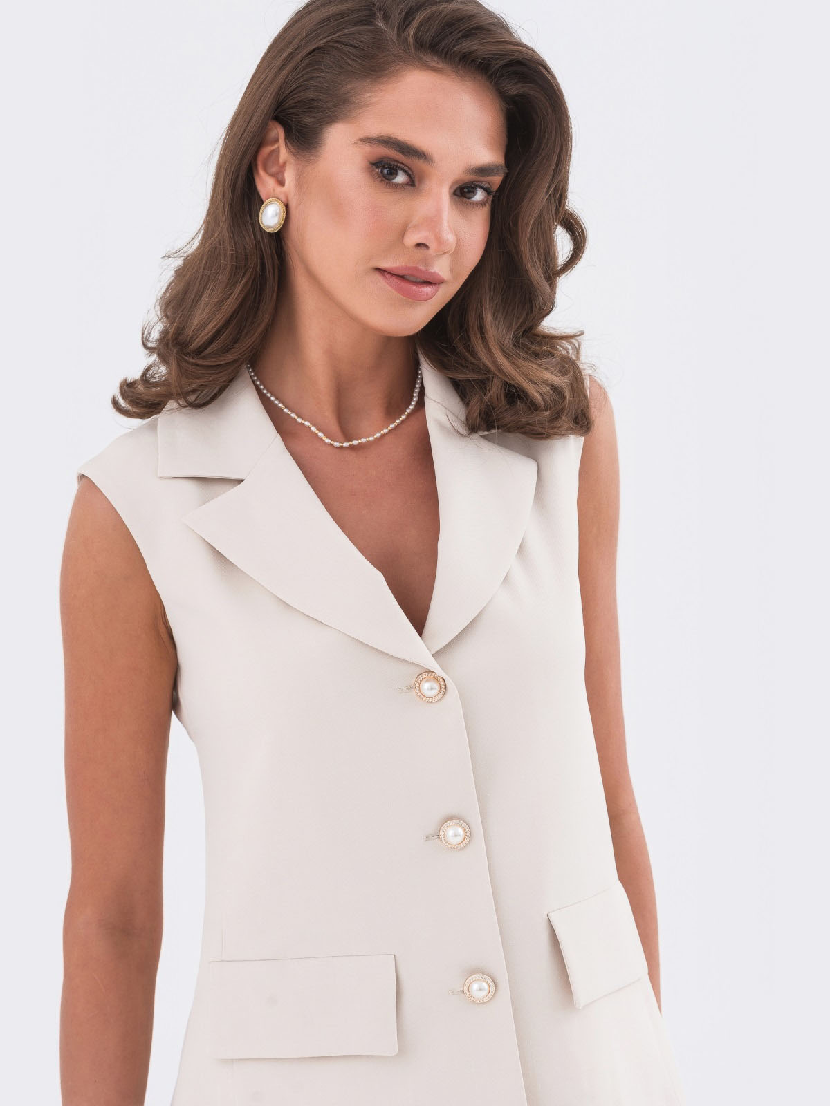 Костюм-двійка світло-бежевий штани+жилет | 82231 Костюм-двійка світло-бежевий штани+жилет | 82231