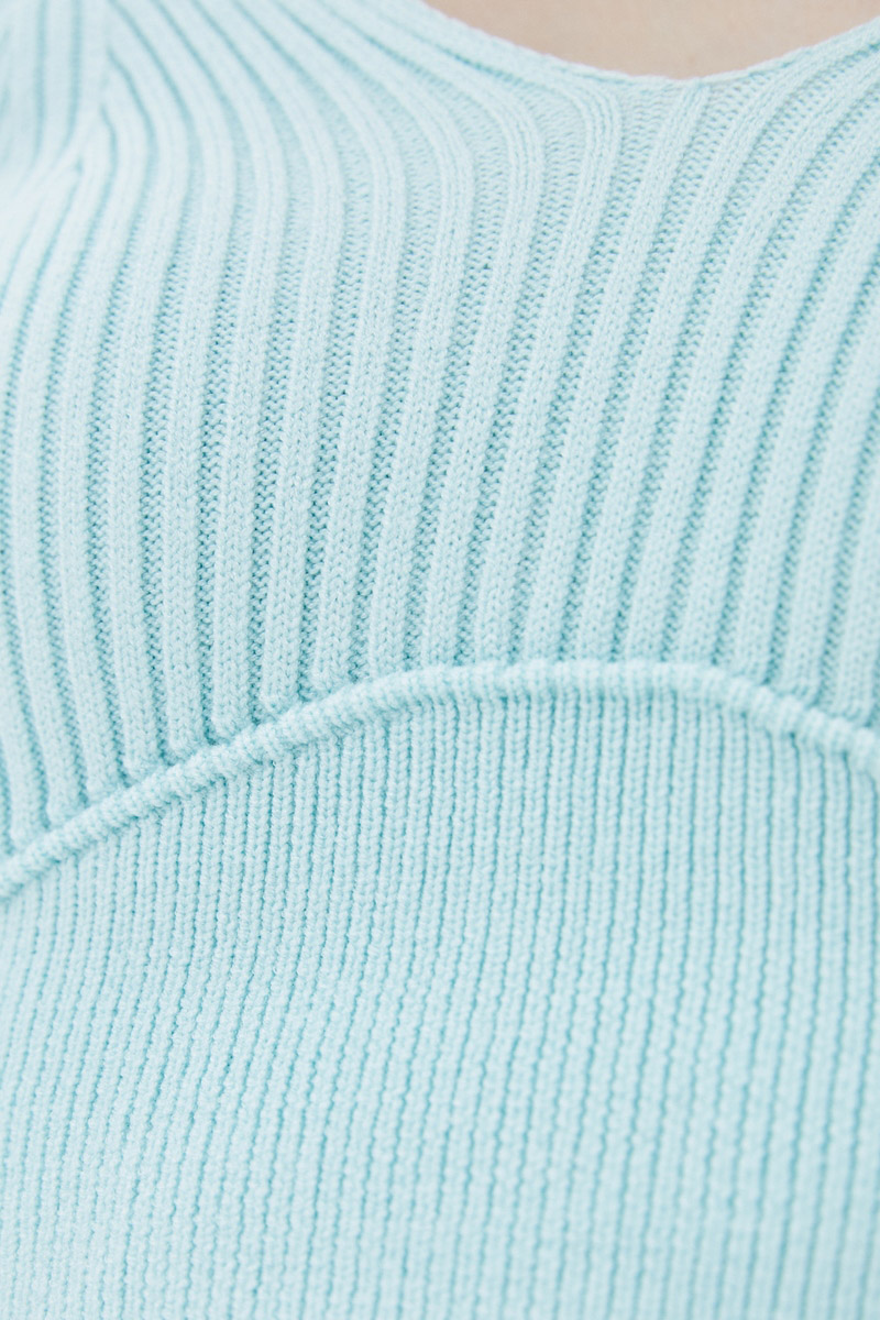 Жіночий в'язаний топ ментоловий в рубчик | 81951