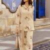 Літній костюм-двійка бежевий з вишивкою | 82327 Літній костюм-двійка бежевий з вишивкою | 82327