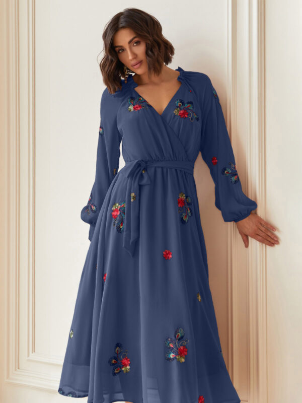 Шифонова сукня з вишивкою синя | 82155