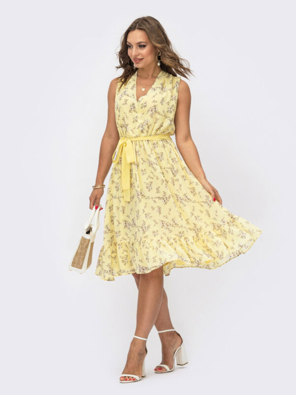 Шифонова сукня жовта у квітковий принт | 81289