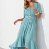 Лляна сукня бірюзова з асиметричним низом | 81437 Лляна сукня бірюзова з асиметричним низом | 81437
