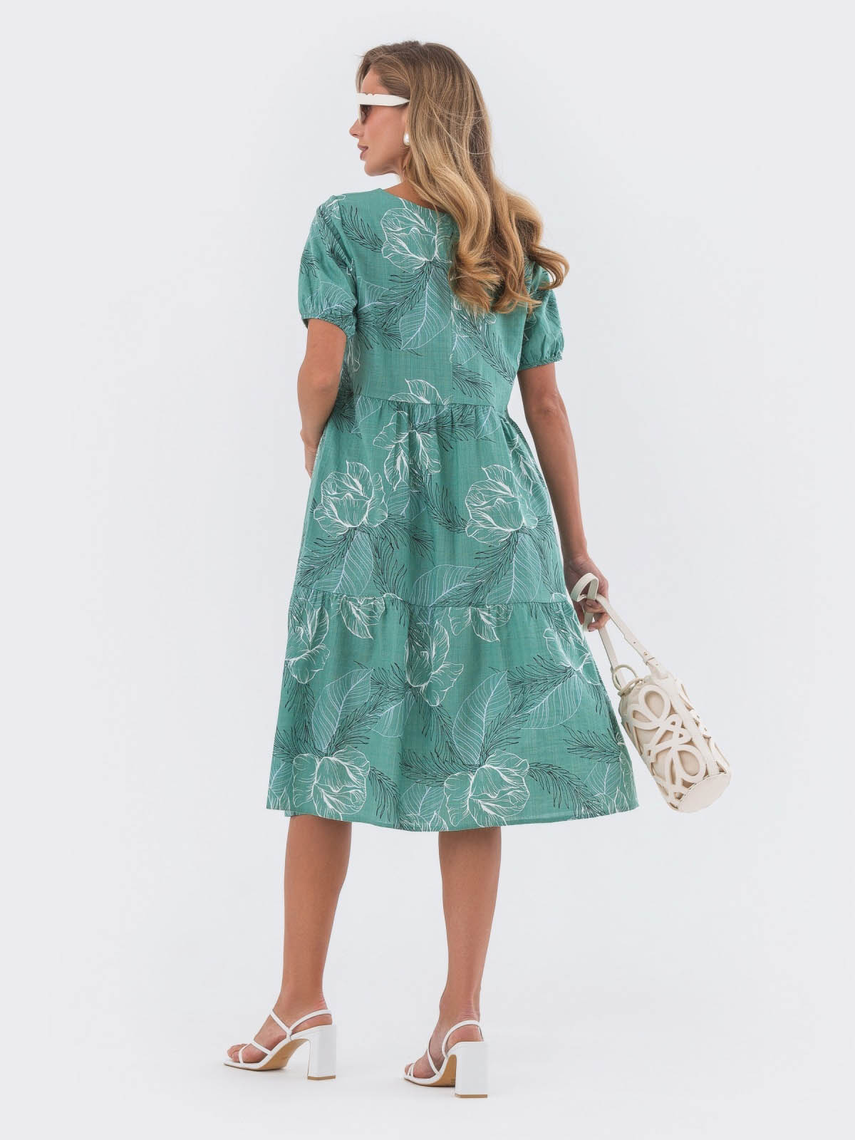 Льняне плаття оверсайз зелене в принт | 81524 Льняне плаття оверсайз зелене в принт | 81524