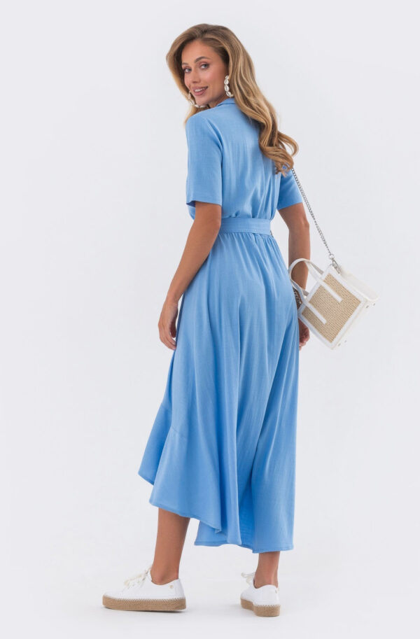 Лляна сукня блакитна з асиметричним низом | 81426