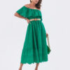 Сукня з прошви зелена з відкритими плечима | 82043