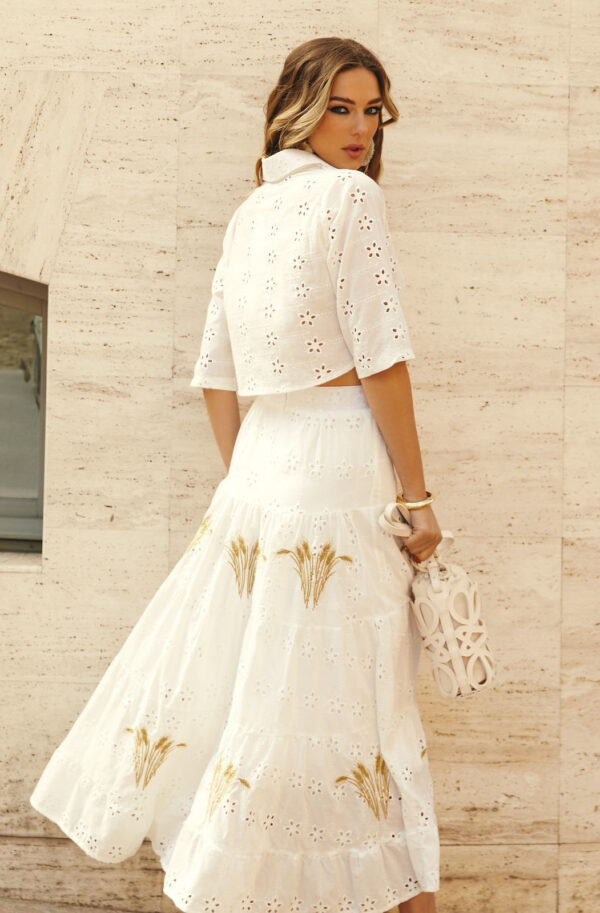 Костюм зі спідницею білий з прошви | 81881