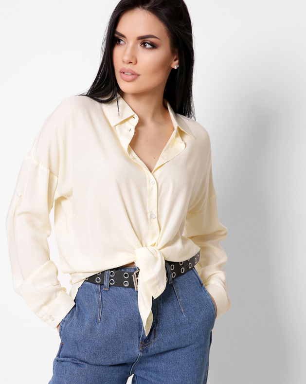 Стильна сорочка оверсайз світло-жовта | 81367 Стильна сорочка оверсайз світло-жовта | 81367