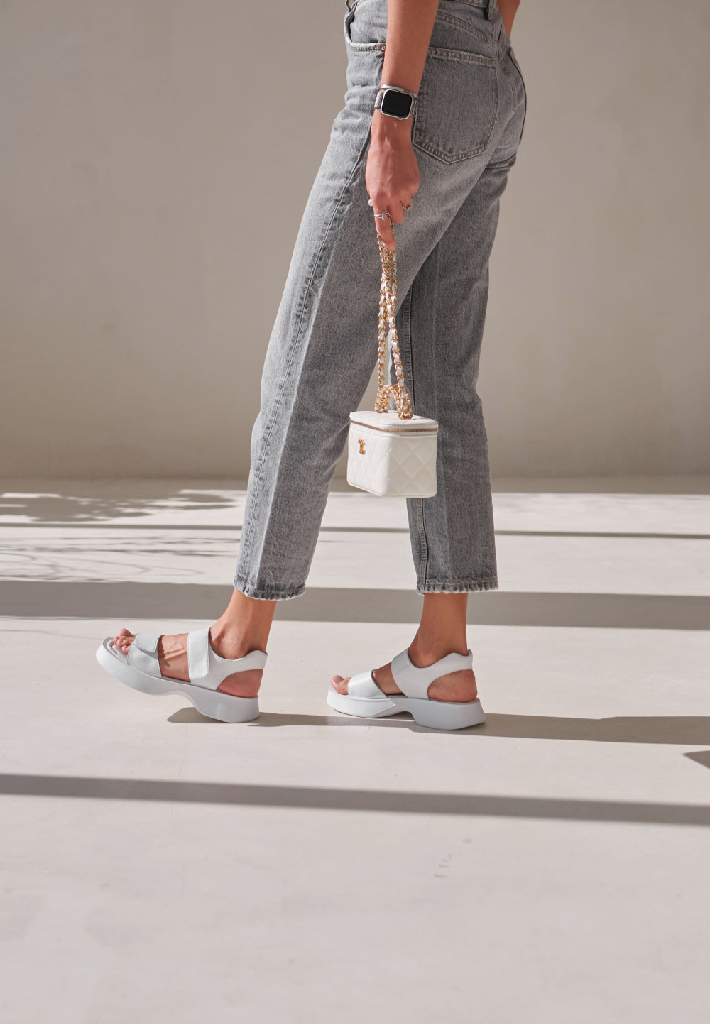 Шкіряні босоніжки білі на липучках | 81809