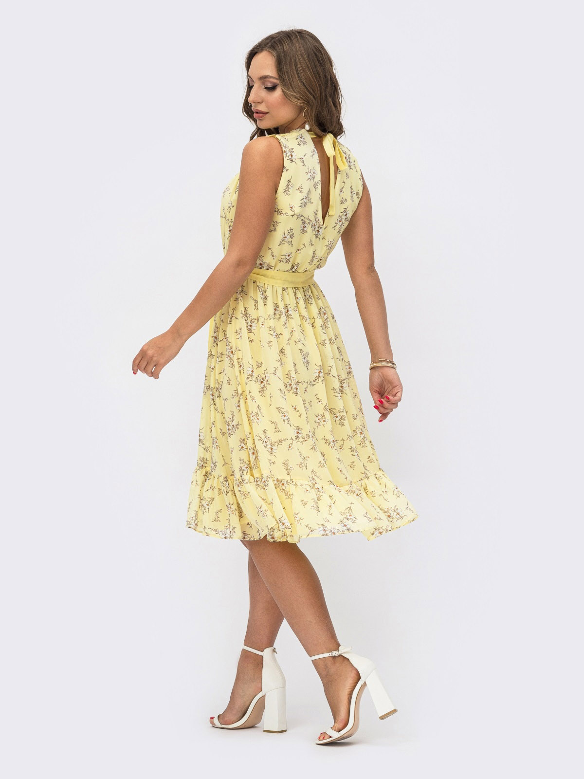 Шифонова сукня жовта у квітковий принт | 81289