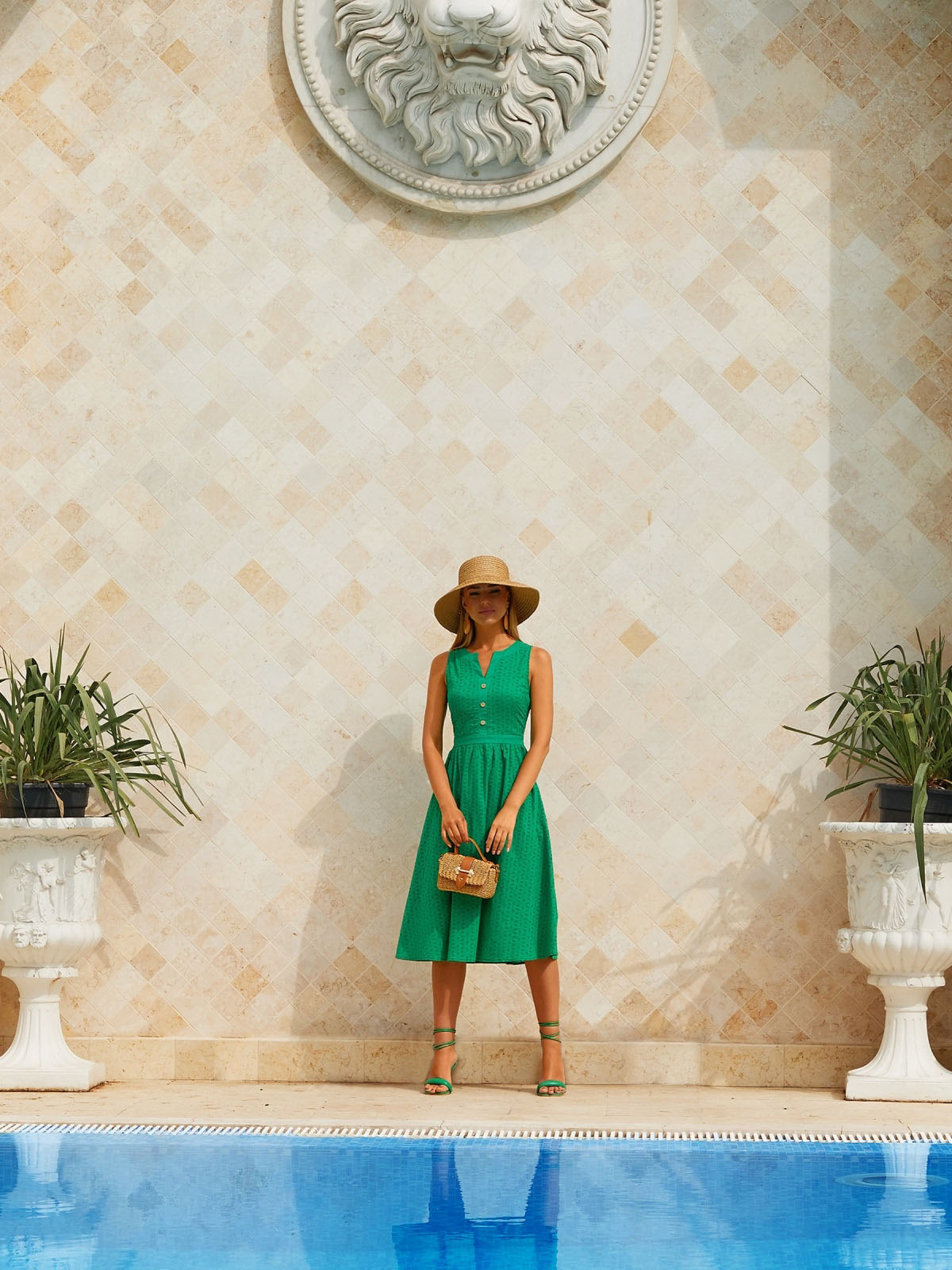 Плаття з прошви зелене без рукавів | 81222