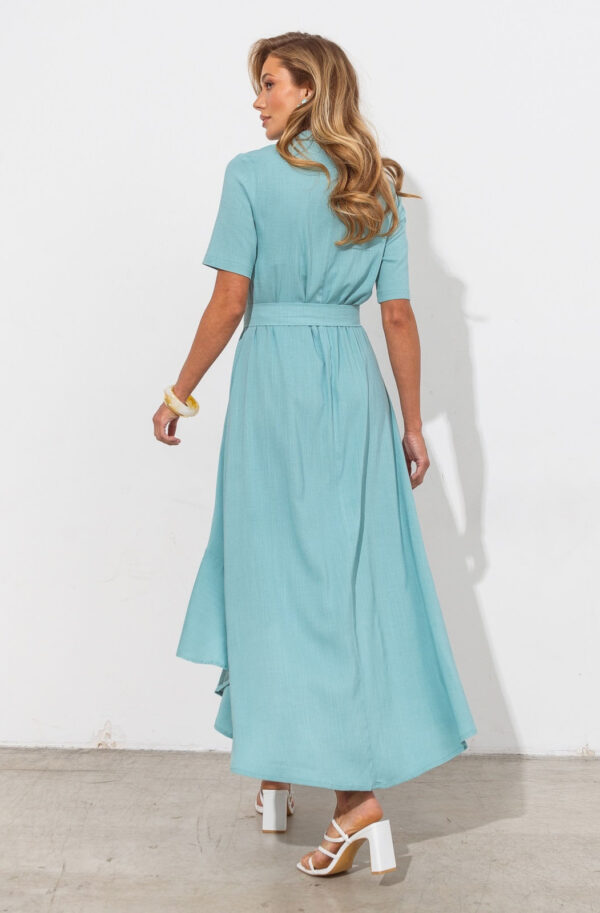 Лляна сукня бірюзова з асиметричним низом | 81437