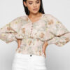 Шифонова блуза пудрова в квітковий принт | 81402