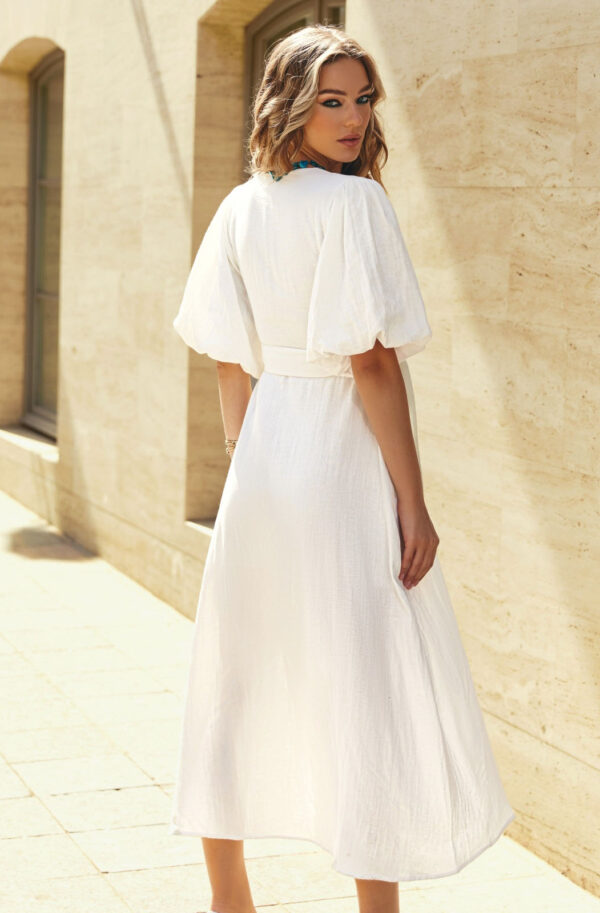 Літня сукня на запах із мусліну біла | 82273