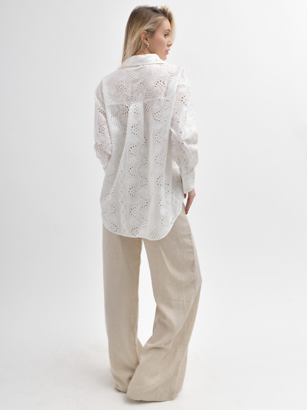 Літня біла сорочка з прошви | 81355 Літня біла сорочка з прошви | 81355