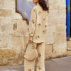 Літній костюм-двійка бежевий з вишивкою | 82327 Літній костюм-двійка бежевий з вишивкою | 82327