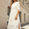 Літня сукня біла з прошви з розрізами з боків | 82559 Літня сукня біла з прошви з розрізами з боків | 82559