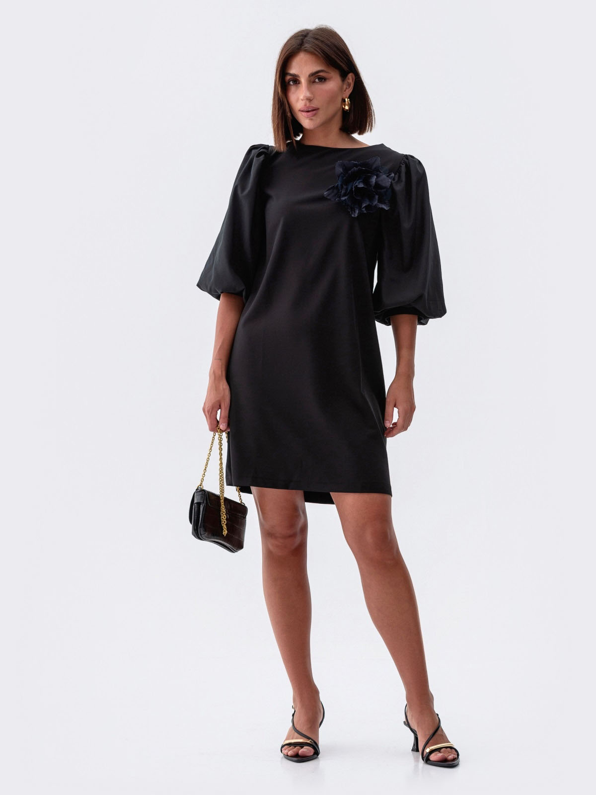 Чорна сукня А-силуету з тіару | 83363