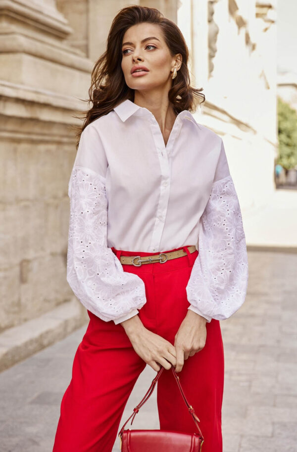 Біла сорочка з рукавами з прошви | 82462