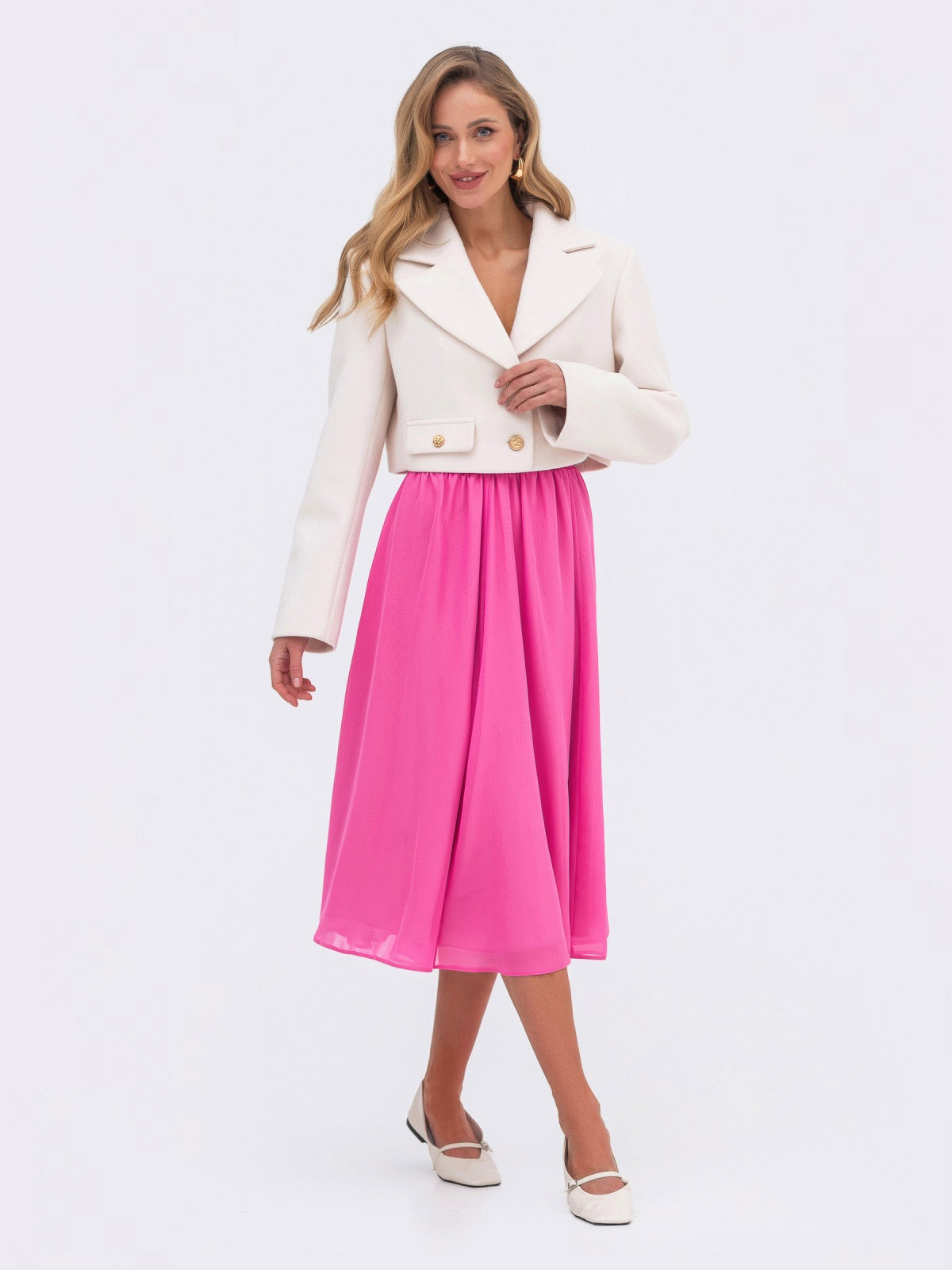 Шифонова спідниця напівсонце рожева | 82940 Шифонова спідниця напівсонце рожева | 82940