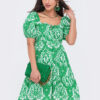 Літнє бавовняне плаття зелене в принт | 83235