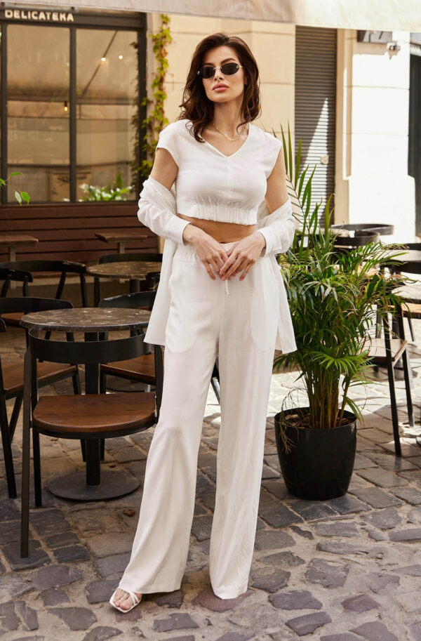 Літній лляний костюм-трійка білий | 82913
