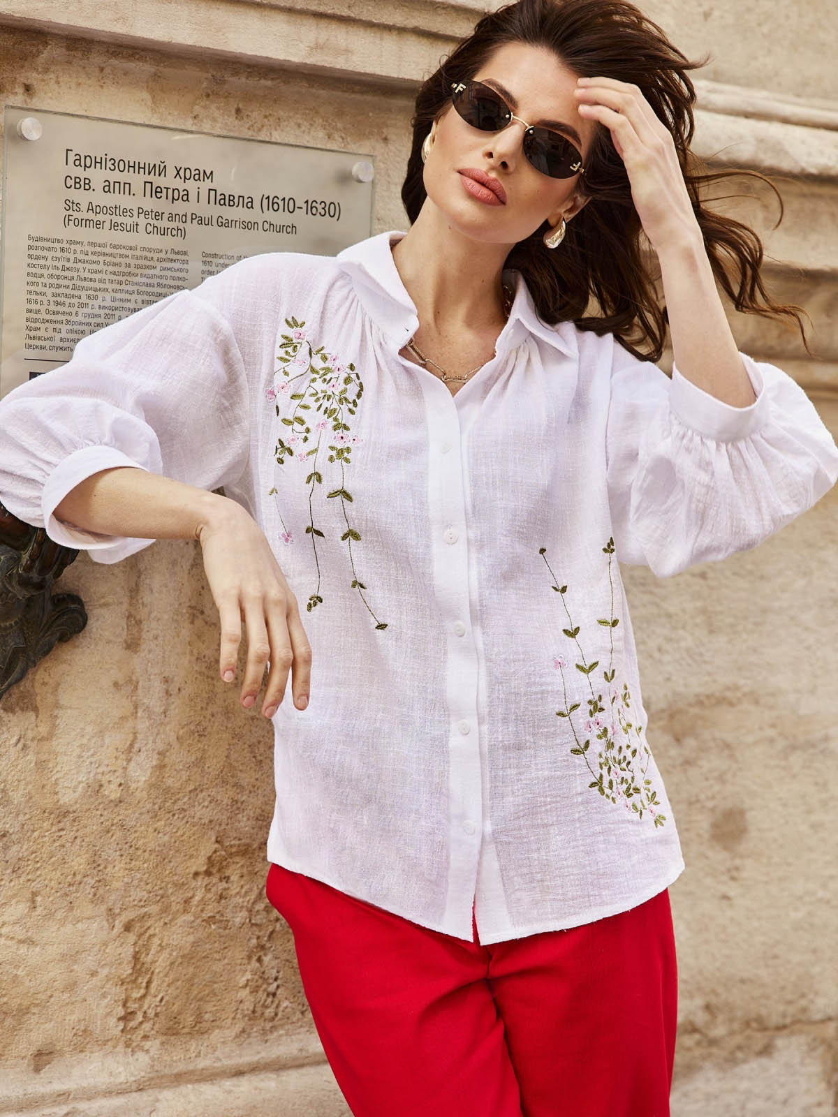 Елегантна блуза біла з вишивкою | 82408 Елегантна блуза біла з вишивкою | 82408