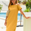 Літнє плаття жовте з відкритим плечем | 83256 Літнє плаття жовте з відкритим плечем | 83256