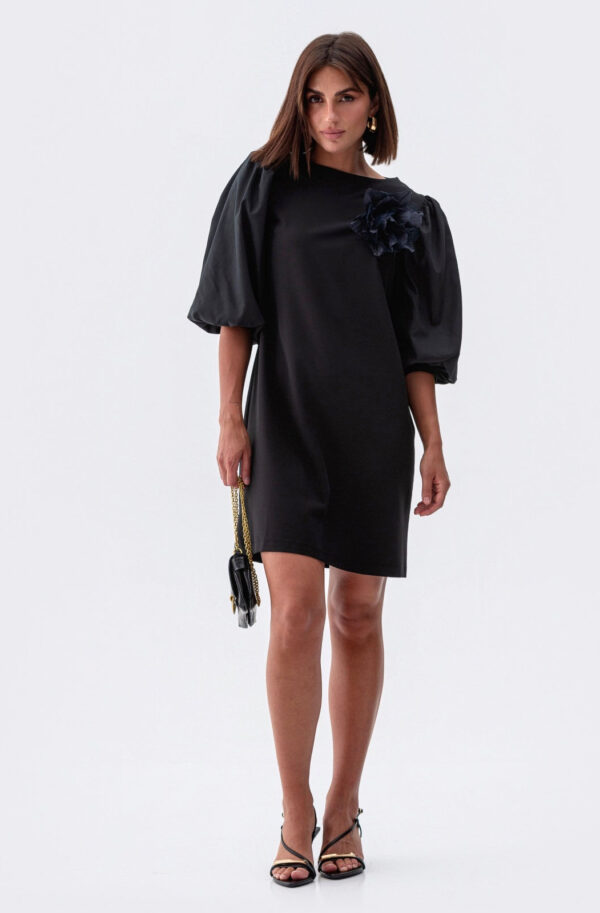 Чорна сукня А-силуету з тіару | 83363
