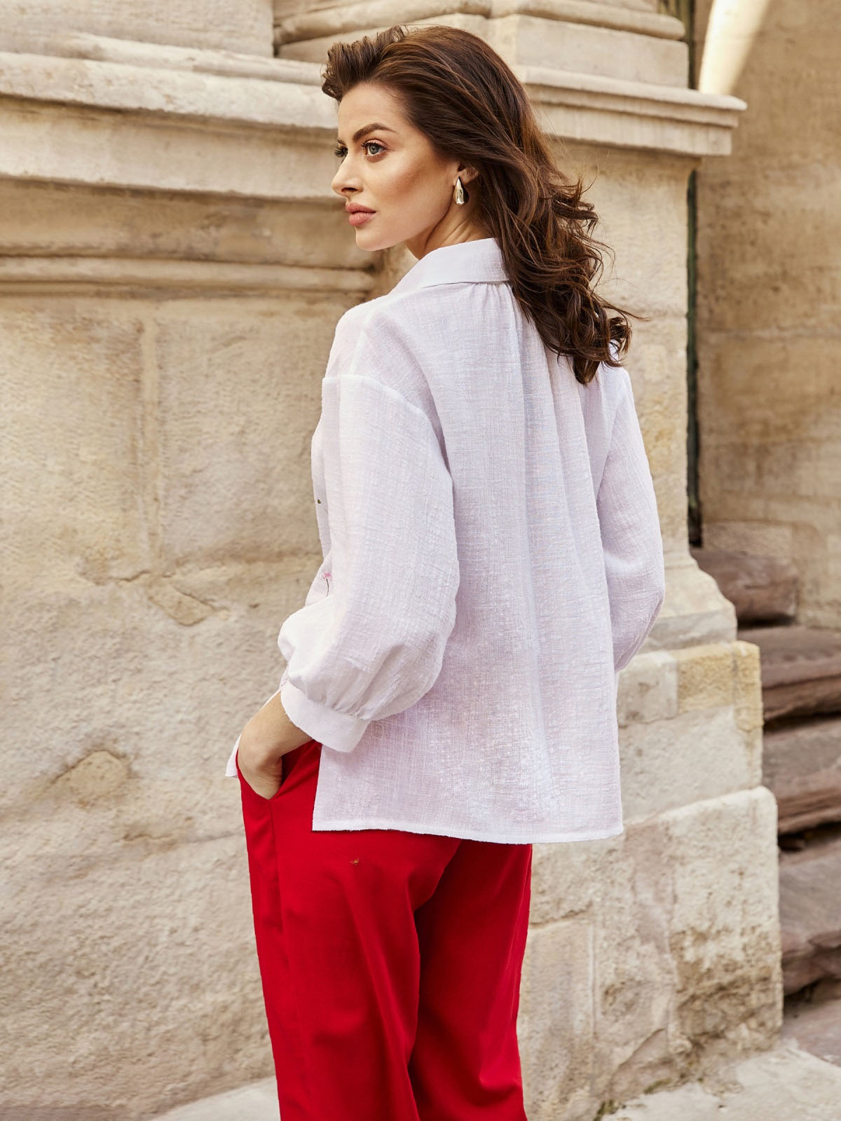 Елегантна блуза біла з вишивкою | 82408 Елегантна блуза біла з вишивкою | 82408