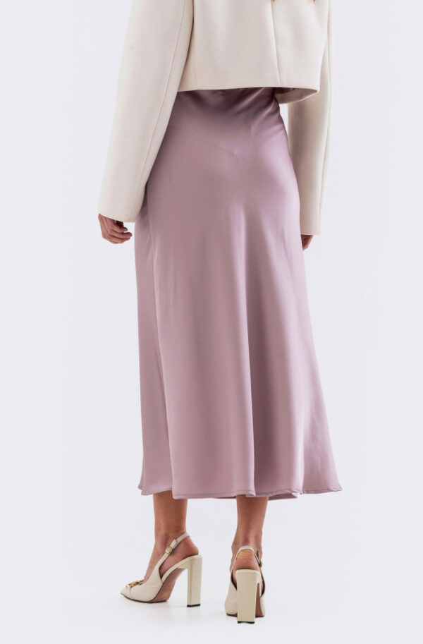 Сатинова спідниця пудрова міді довжини | 82988