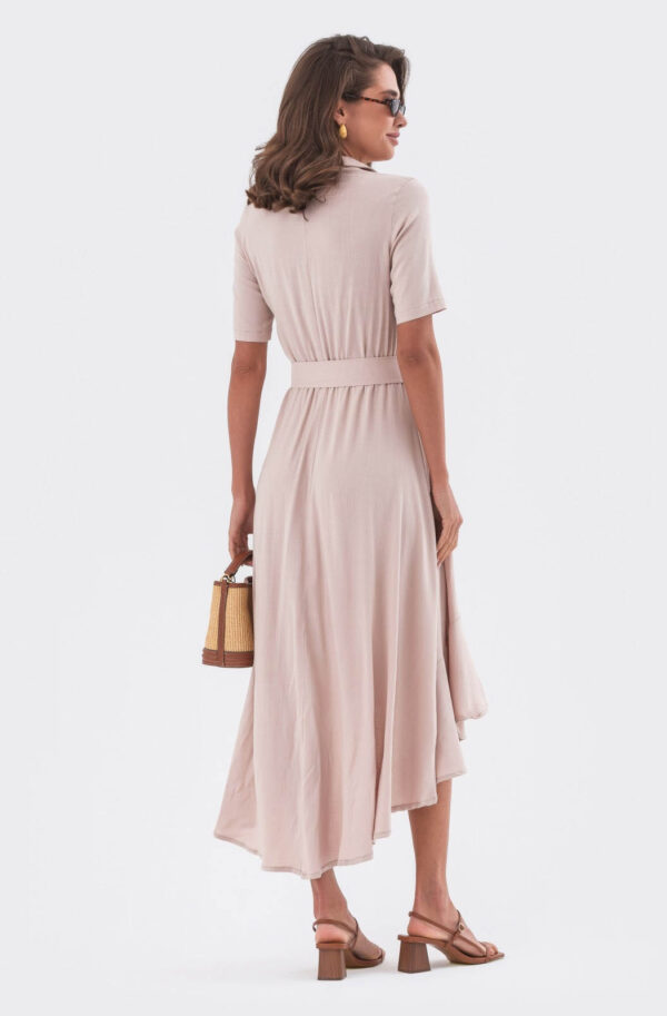 Лляна сукня бежева з асиметричним низом | 83093